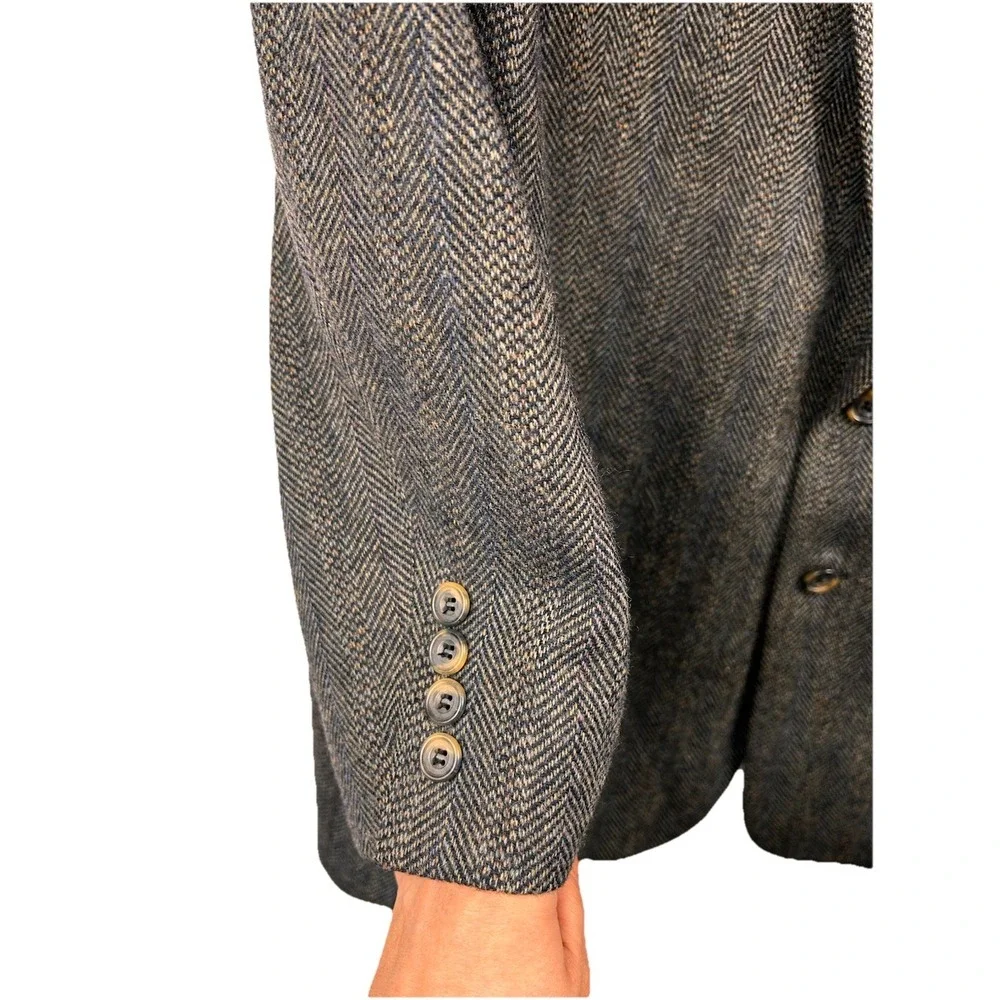 Hart Schaffner Marx 70s Vintage Harringbone Plaid Blazer Wool Preppy Heritage 48